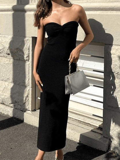 Knitted Twist Strapless Maxi Dress