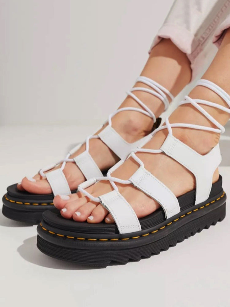 Criss Cross Leather Flats Sandals