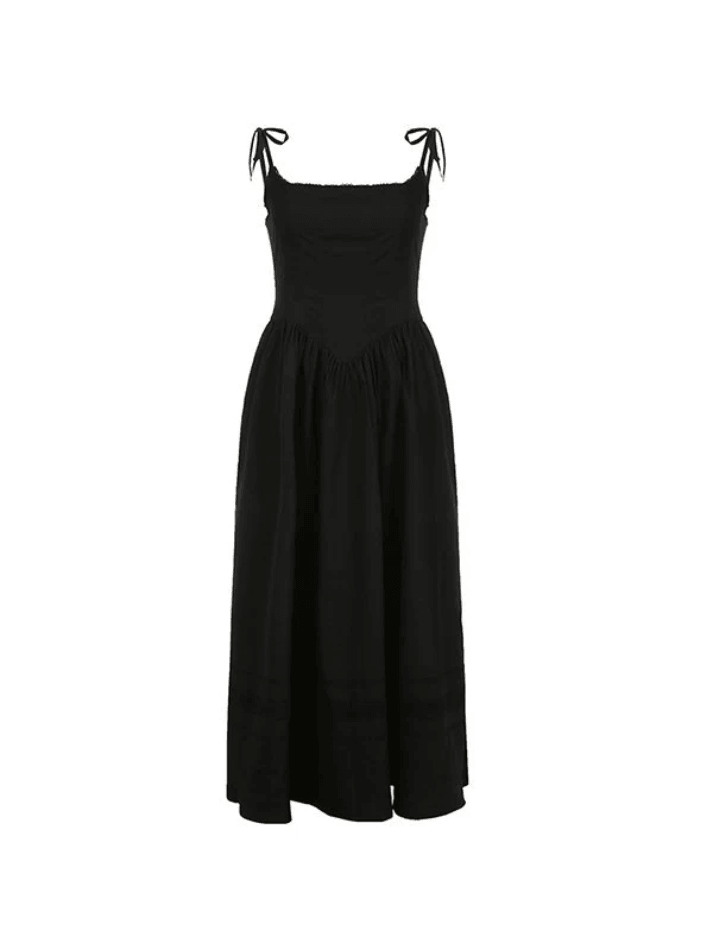 Lace Up Corset Black Maxi Dress