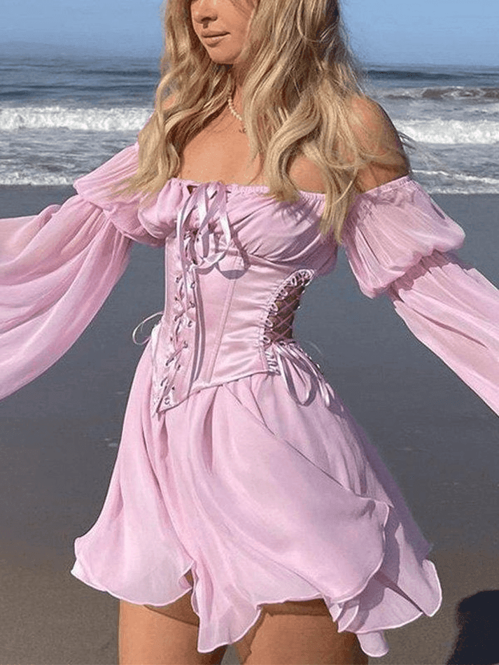 Long Sleeve Corset Mini Dress