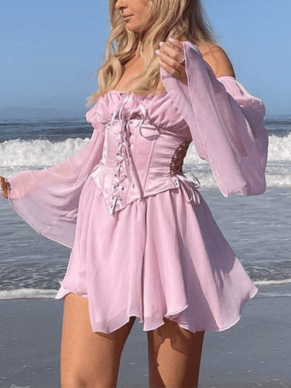 Long Sleeve Corset Mini Dress