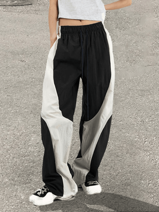 Loose Contrast Color Wide Leg Pants