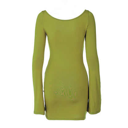 Long Sleeve Bodycon Mini Dress - Green