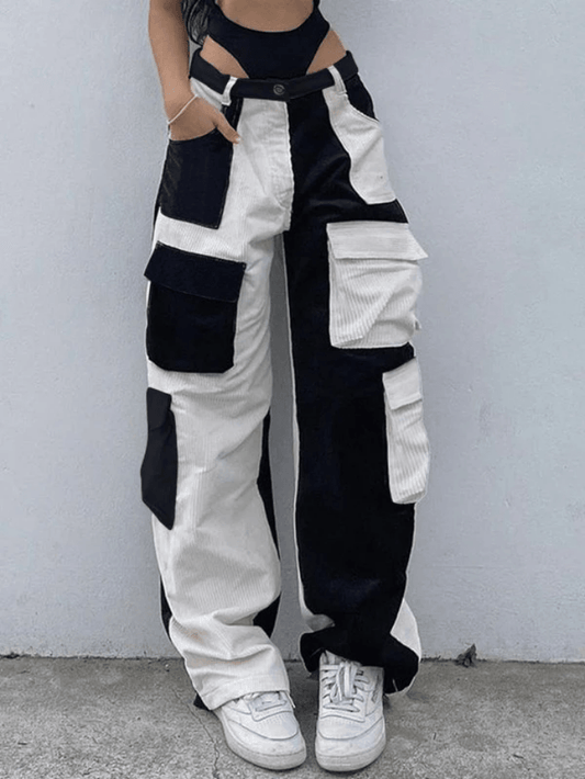 Patchwork Corduroy Cargo Pants