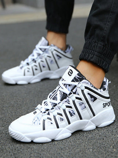 Lace-up Striped Sneakers