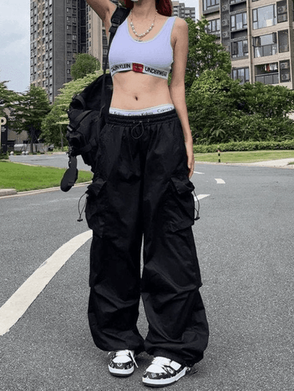 Punk Ruched Baggy Cargo Pants