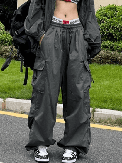 Punk Ruched Baggy Cargo Pants