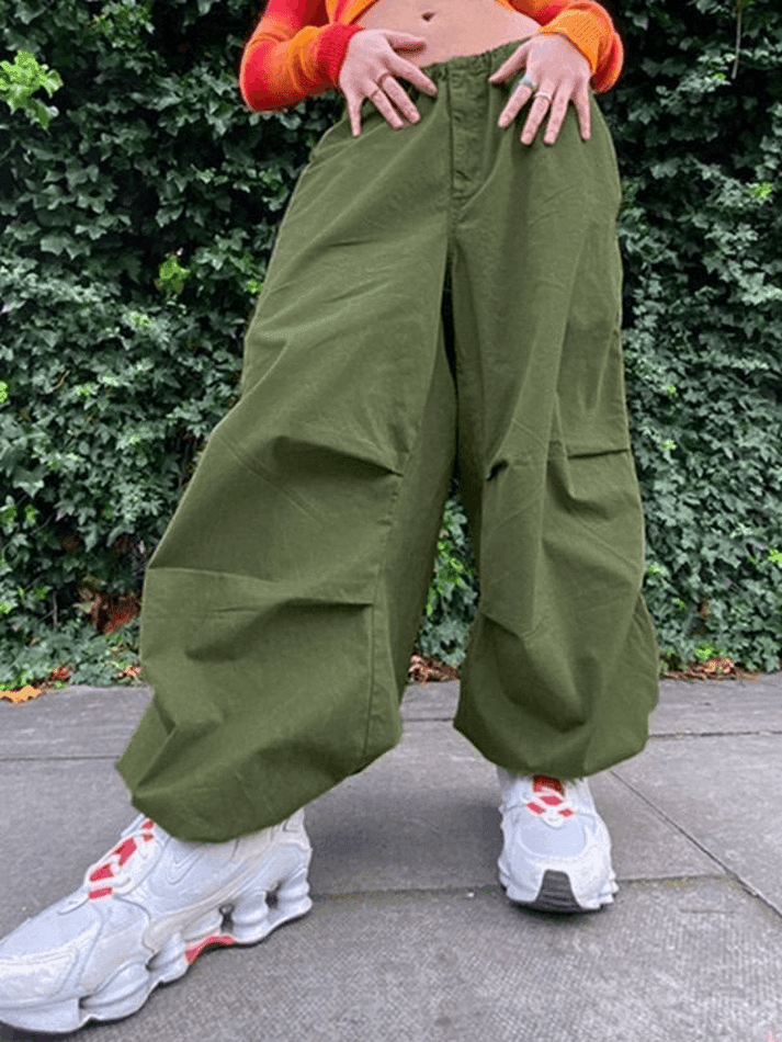 Relaxed Drawstring Low Waist Cargo Pants