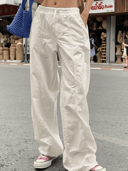 Retro Elastic Waist Straight Leg Pants