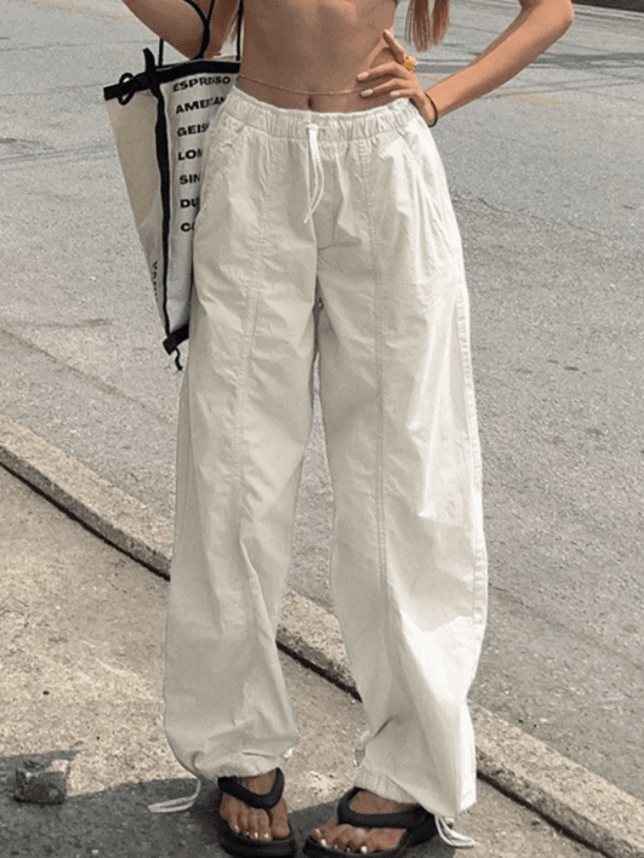 Retro Elastic Waist Straight Leg Pants