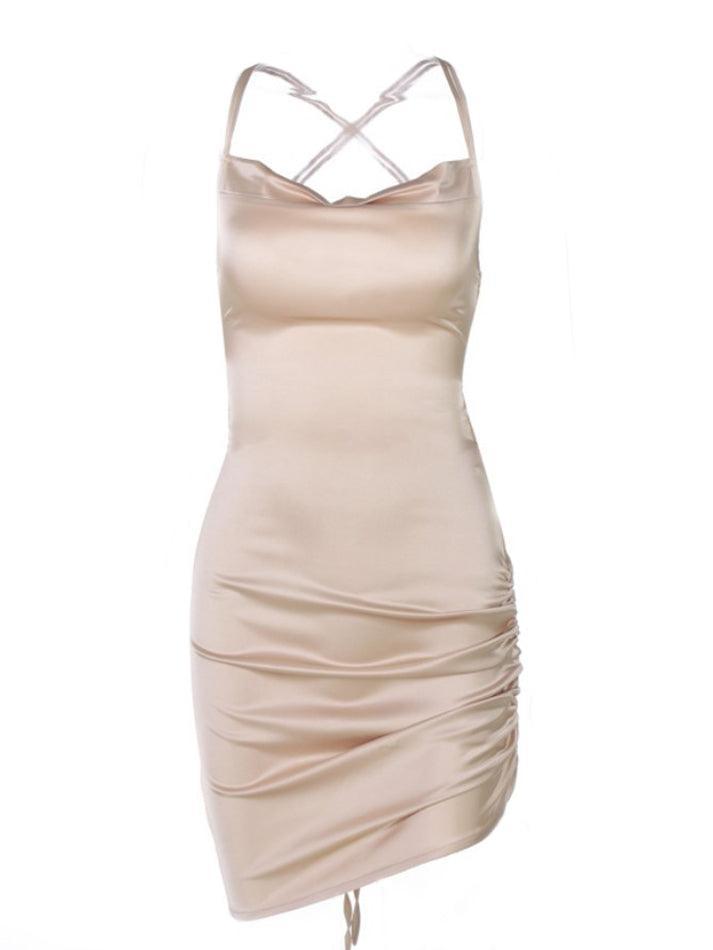 Satin Cross Back Mini Dress