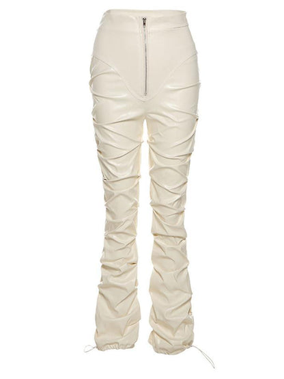 Stacked Pu Leather Pants