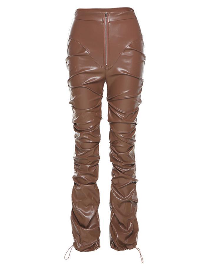 Stacked Pu Leather Pants