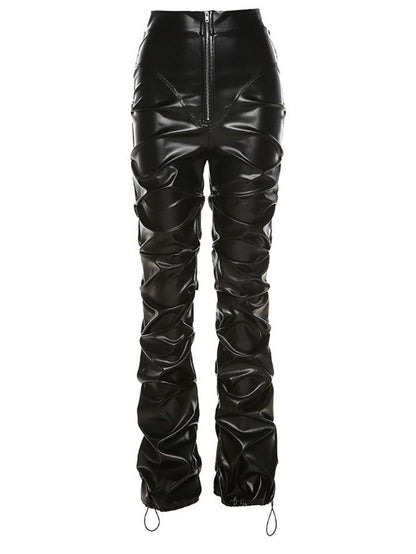 Stacked Pu Leather Pants