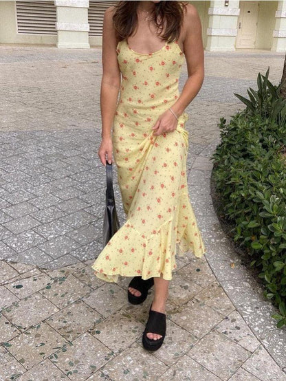 Summer Floral Print Maxi Dress