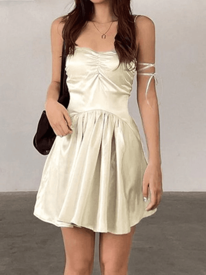 Tie Strap Satin Mini Dress