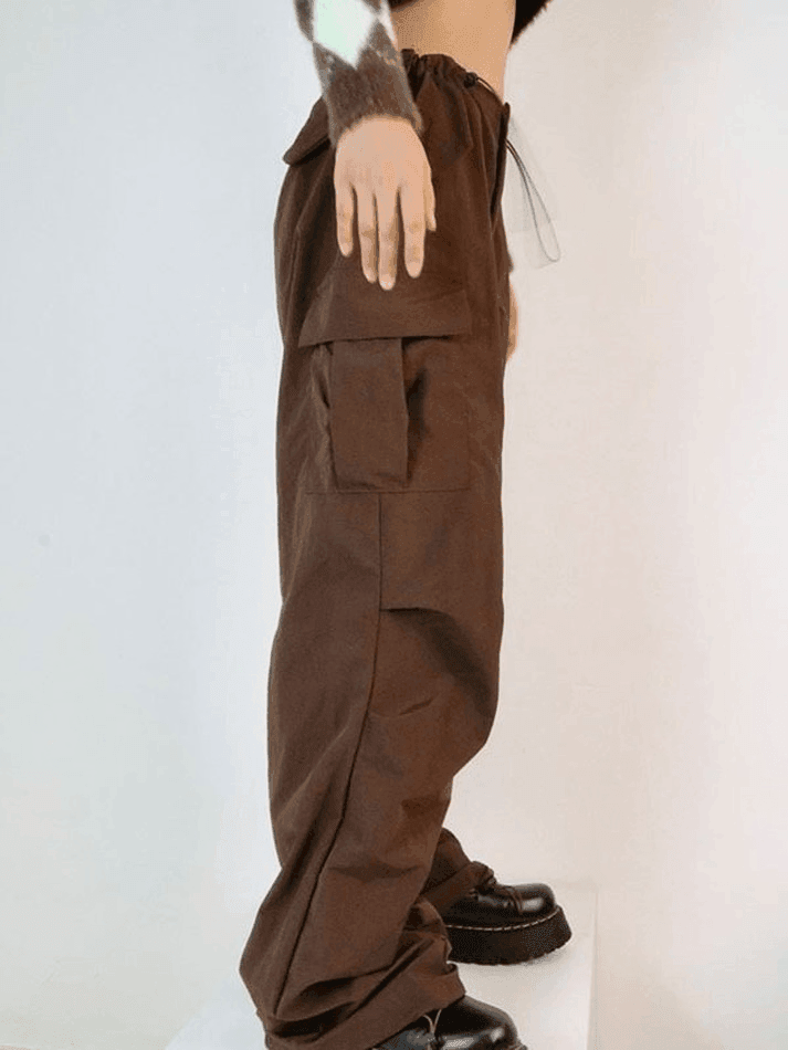 Vintage Brown Baggy Parachute Cargo Pants