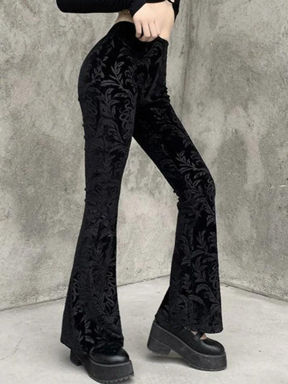 Vintage Embossed Velour Flare Pants