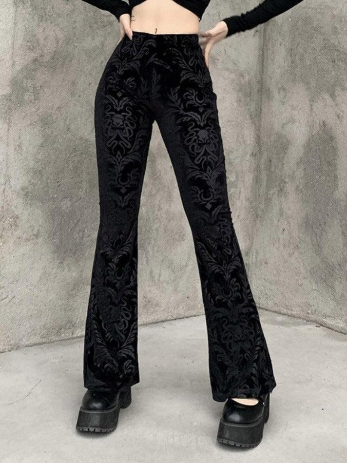 Vintage Embossed Velour Flare Pants