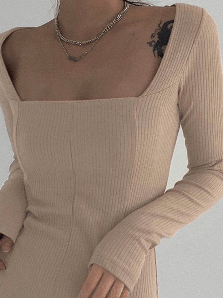 Vintage Rib Split Sweater Dress