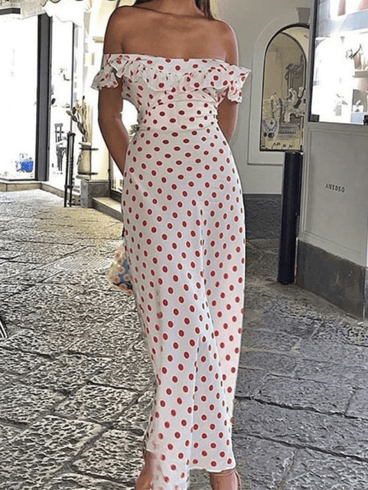 Waist Ruffled Polka Dot Dress