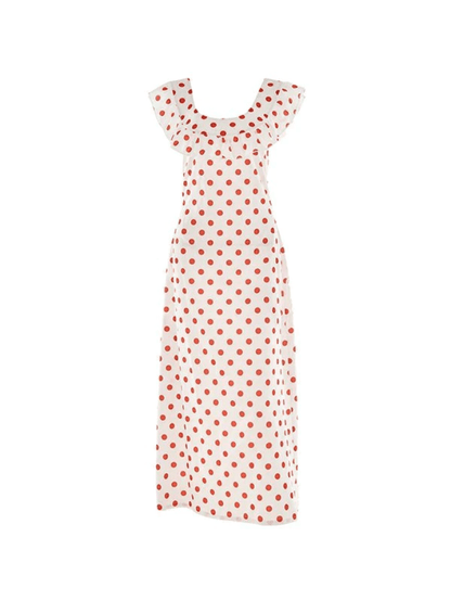 Waist Ruffled Polka Dot Dress