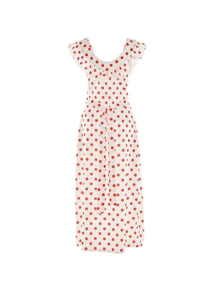 Waist Ruffled Polka Dot Dress