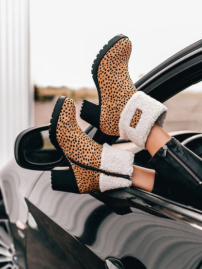 Leopard Chunky Heel Boots