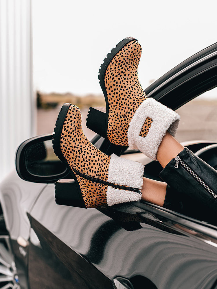 Leopard Chunky Heel Boots