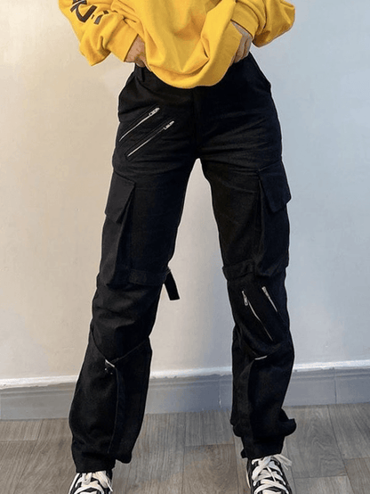 Zipper Strap Detail Cargo Pants