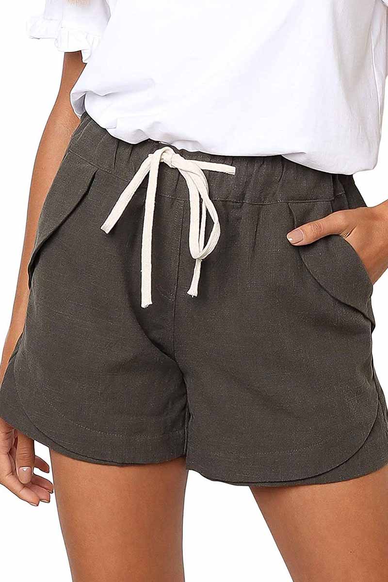 Binfenxie Adjustable Waist Cotton Casual Shorts