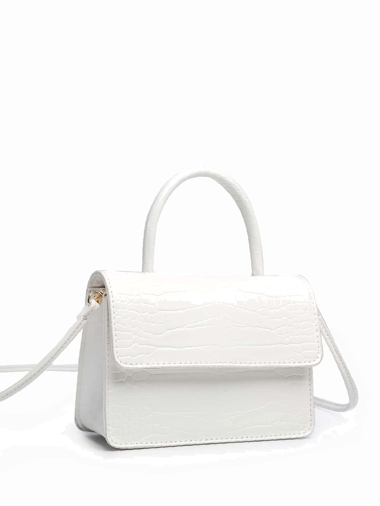 Crocodile Embossed Flap Square Bag  - Women Satchels