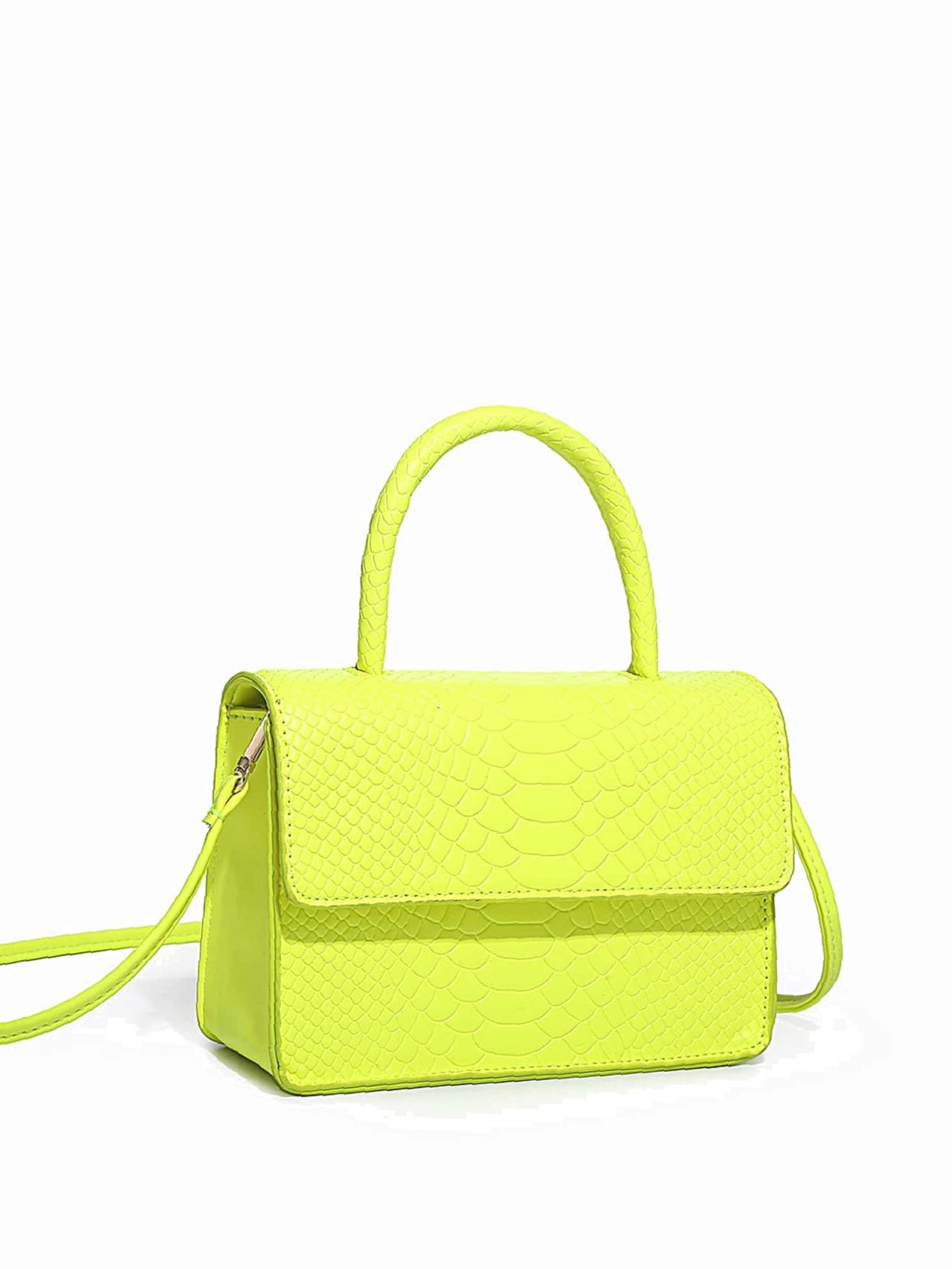 Crocodile Embossed Flap Square Bag  - Women Satchels