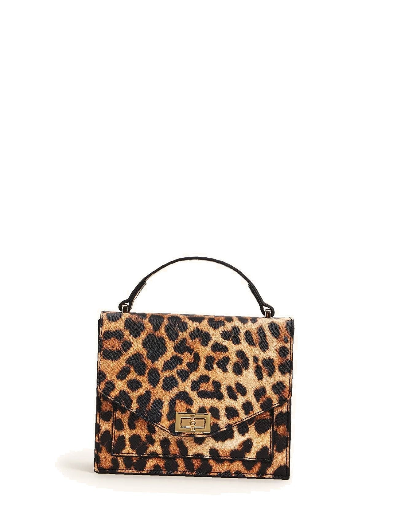 Twist Lock Leopard Satchel Bag  - Women Satchels