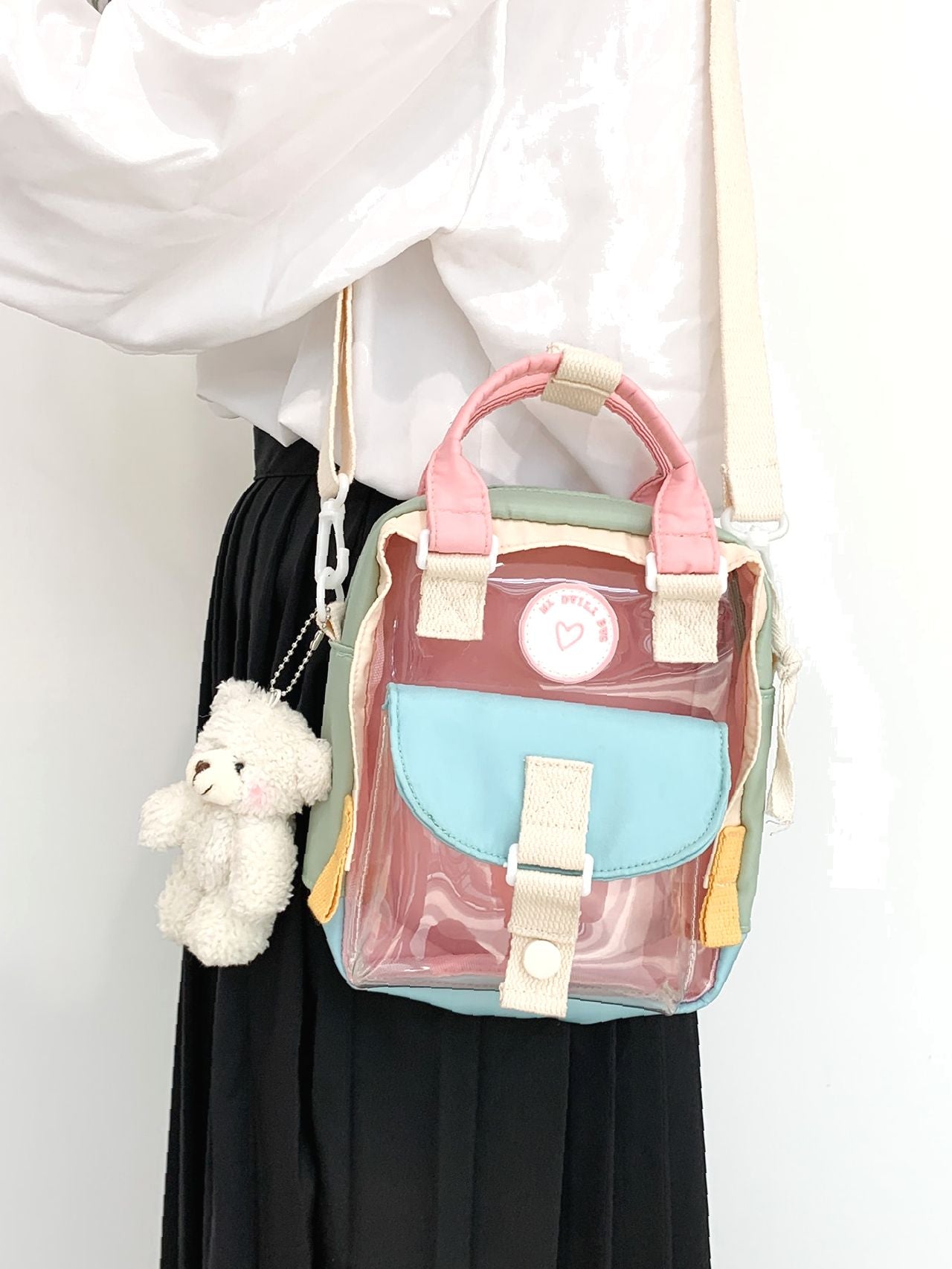 Clear Backpack with Bag Charm  - Women Satchels