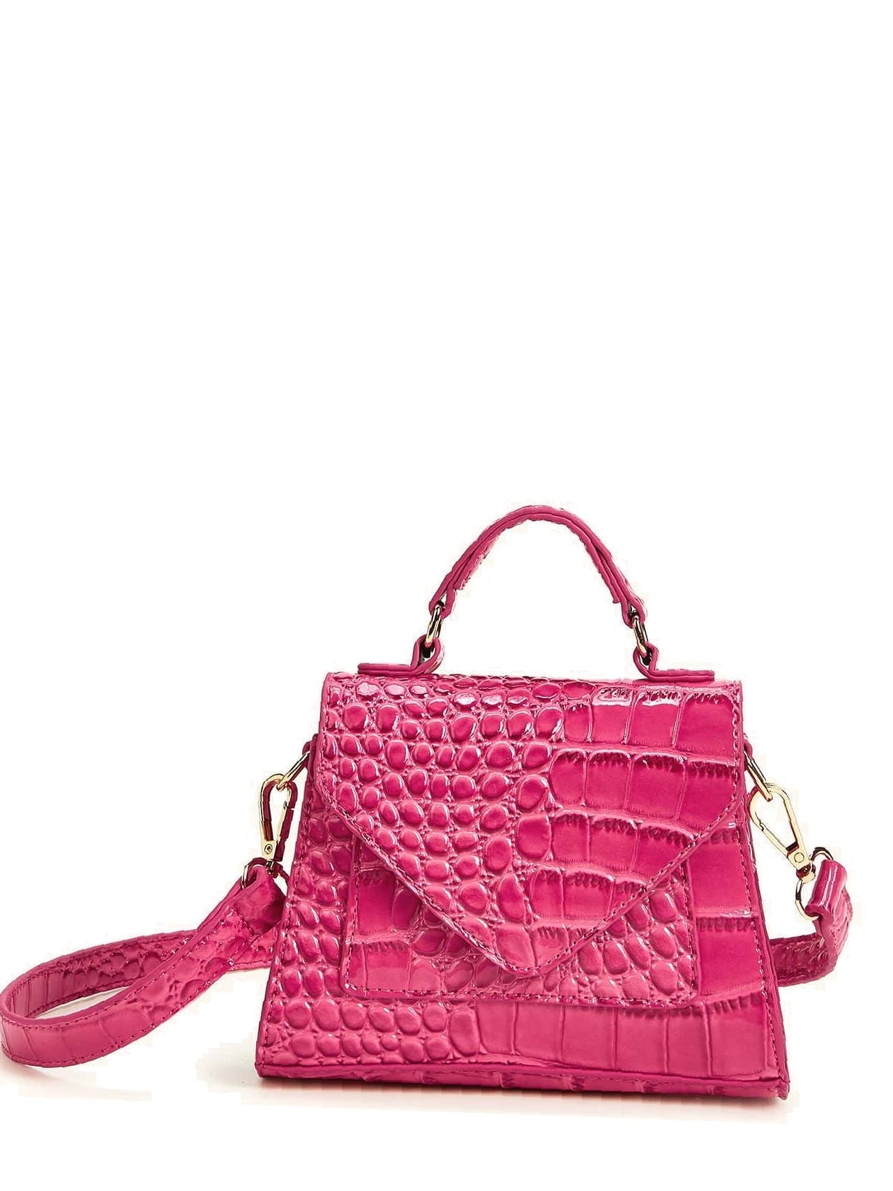 Croc Embossed Patent Satchel Bag  - Women Satchels