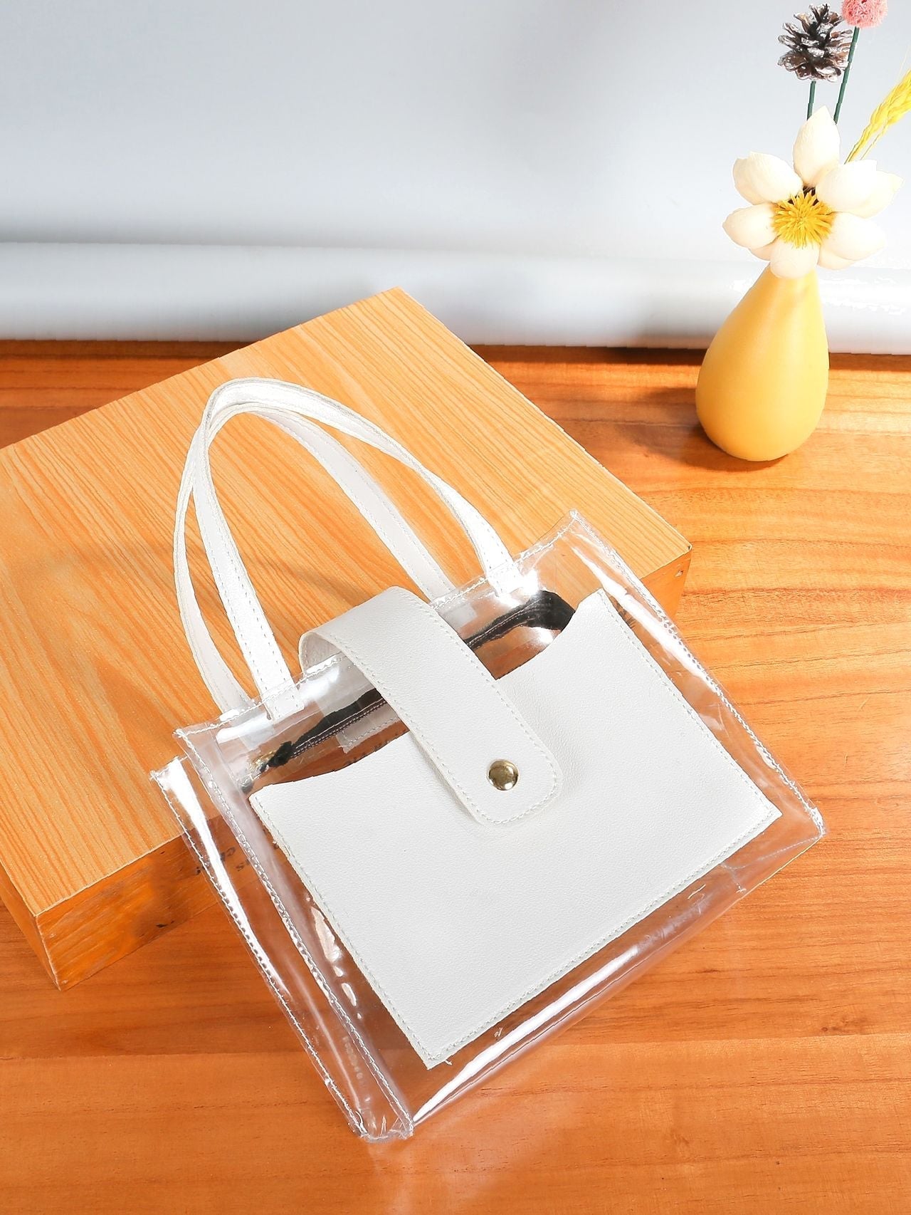 Clear Zipper Satchel Bag  - Women Satchels