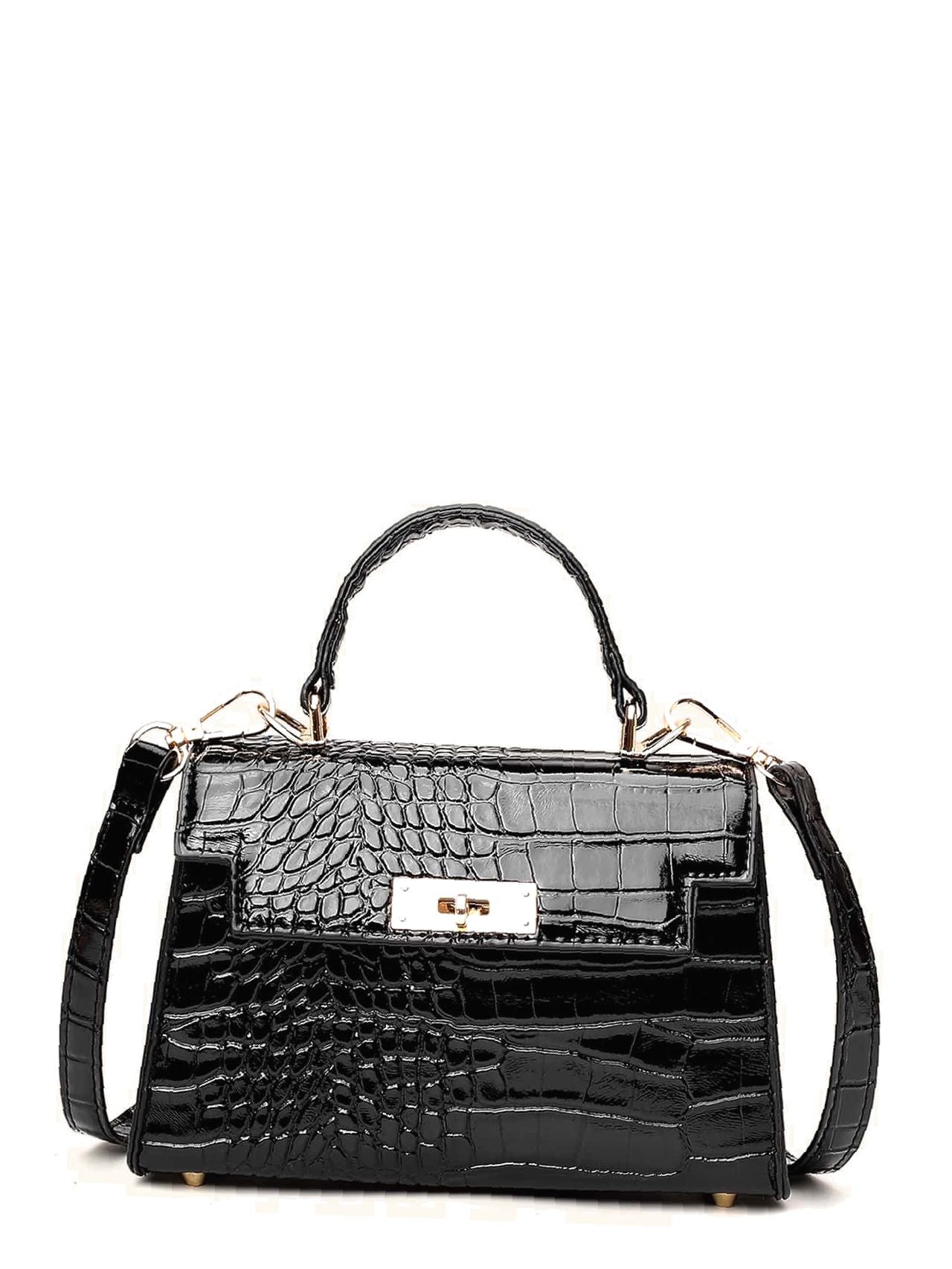 Croc Embossed Flap Satchel Bag  - Women Satchels