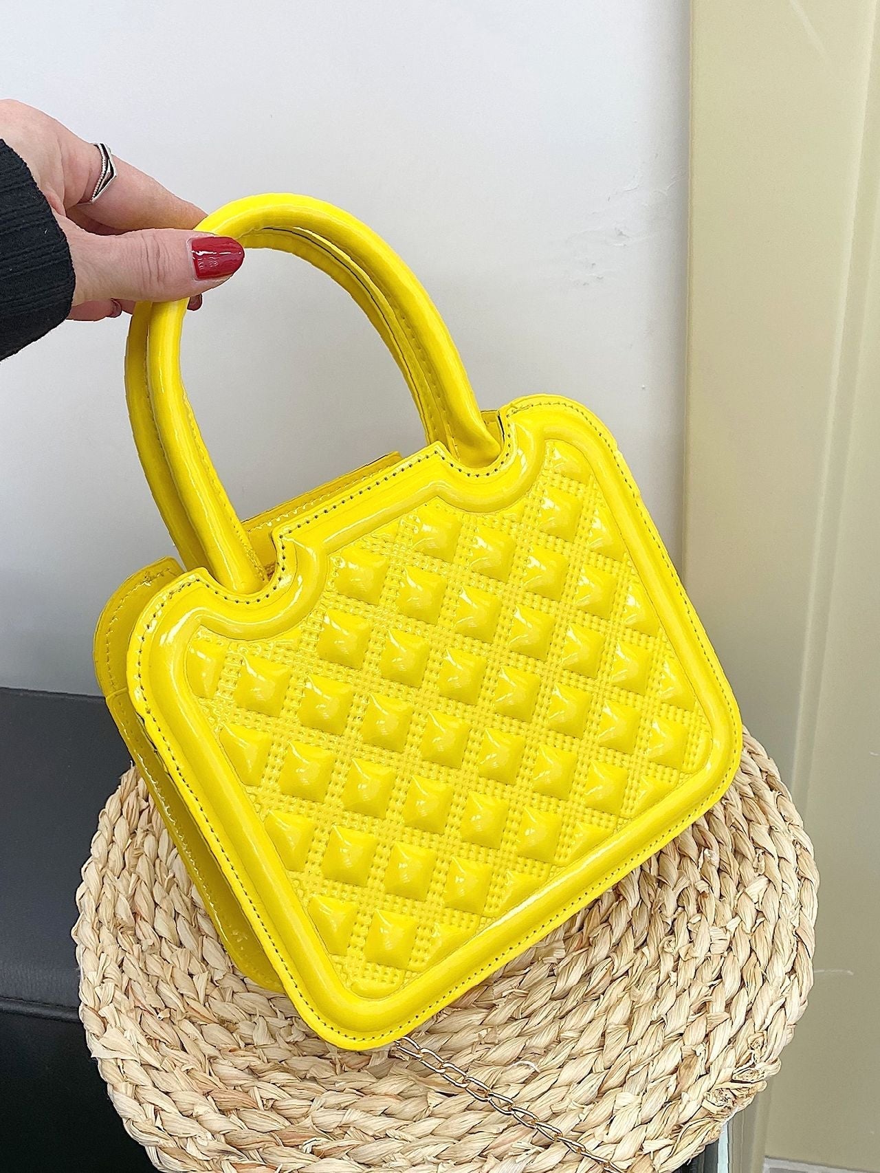 Geometric Embossed Pattern Square Bag  - Women Satchels