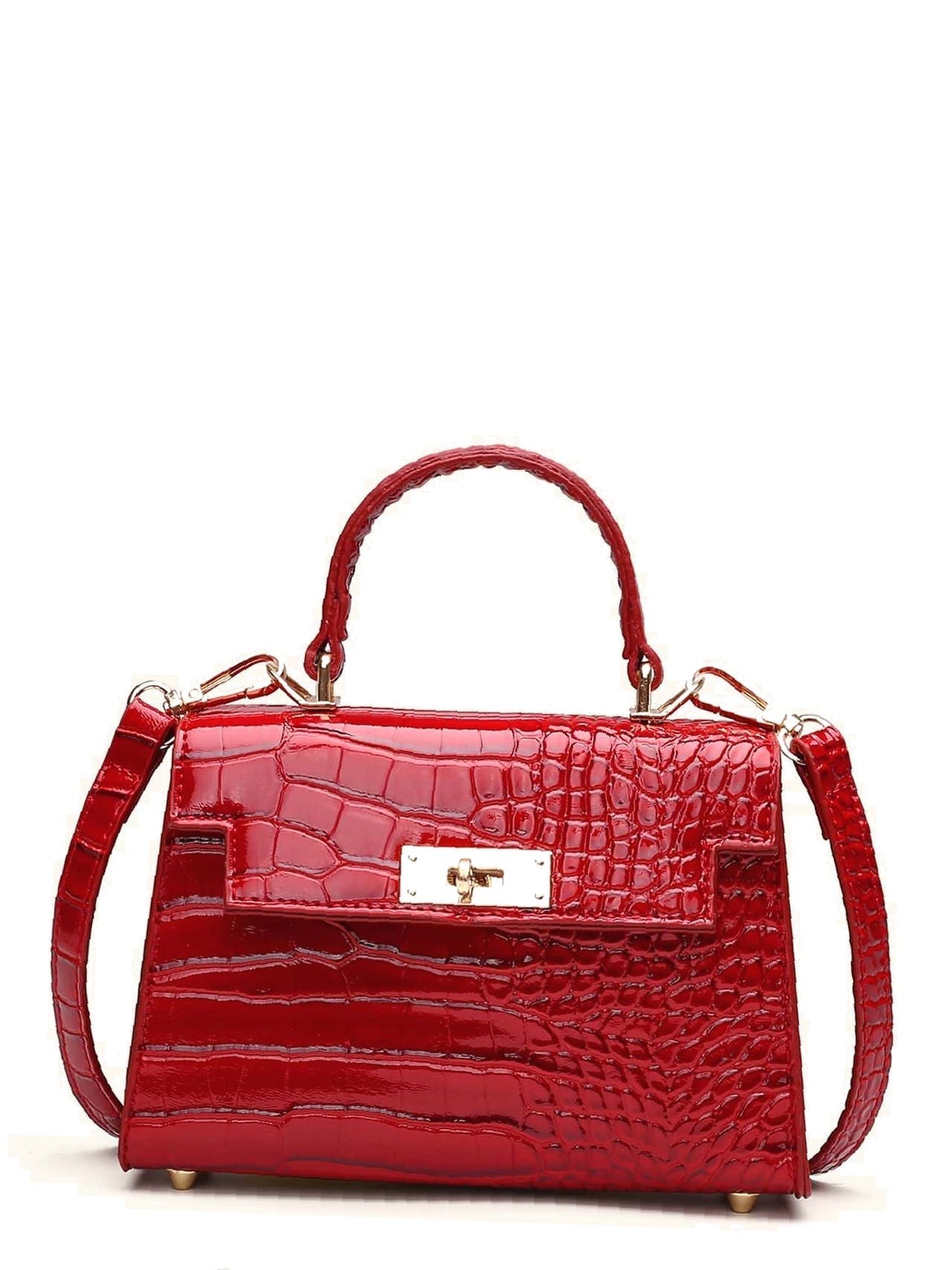 Croc Embossed Flap Satchel Bag  - Women Satchels