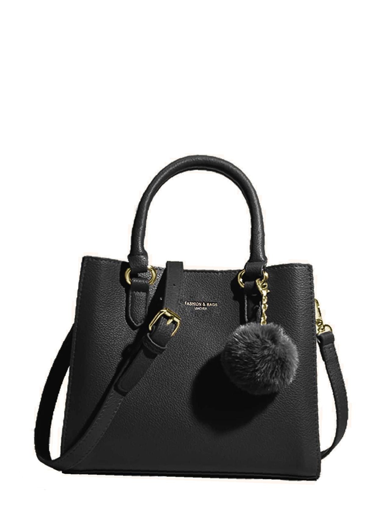 Pom-pom Charm Satchel Bag  - Women Satchels