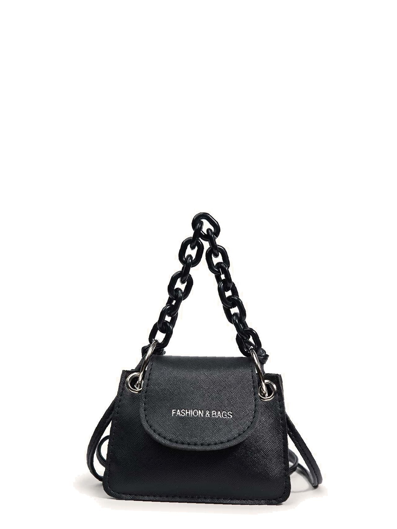 Minimalist Letter Embossed Chain Satchel Bag  - Women Satchels