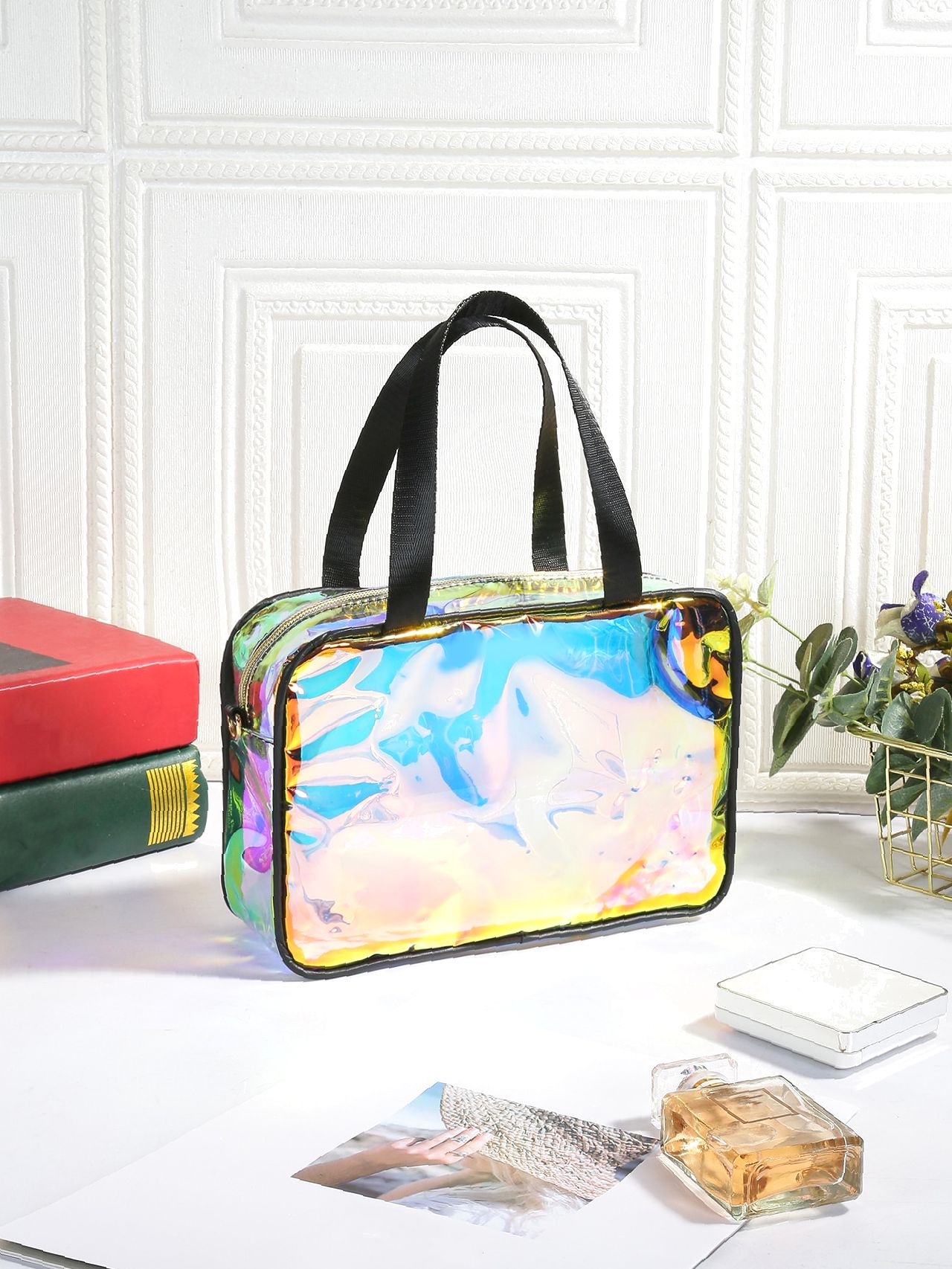 Holographic Contrast Binding Satchel Bag  - Women Satchels