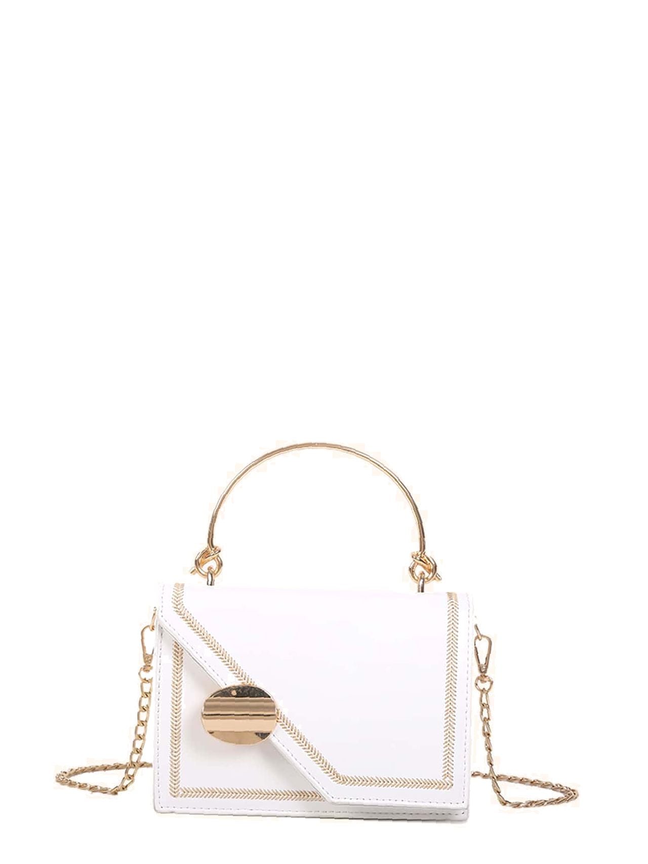 Stitch Trim Flap Chain Satchel Bag  - Women Satchels