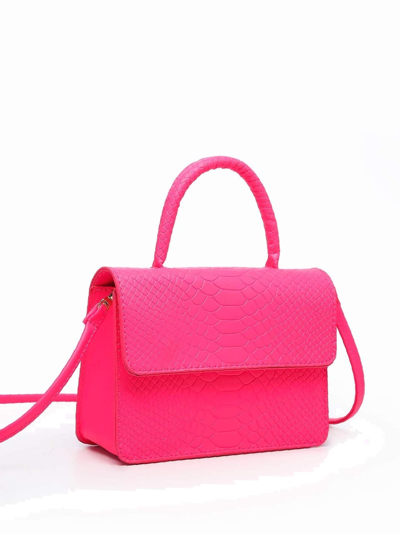 Crocodile Embossed Flap Square Bag  - Women Satchels