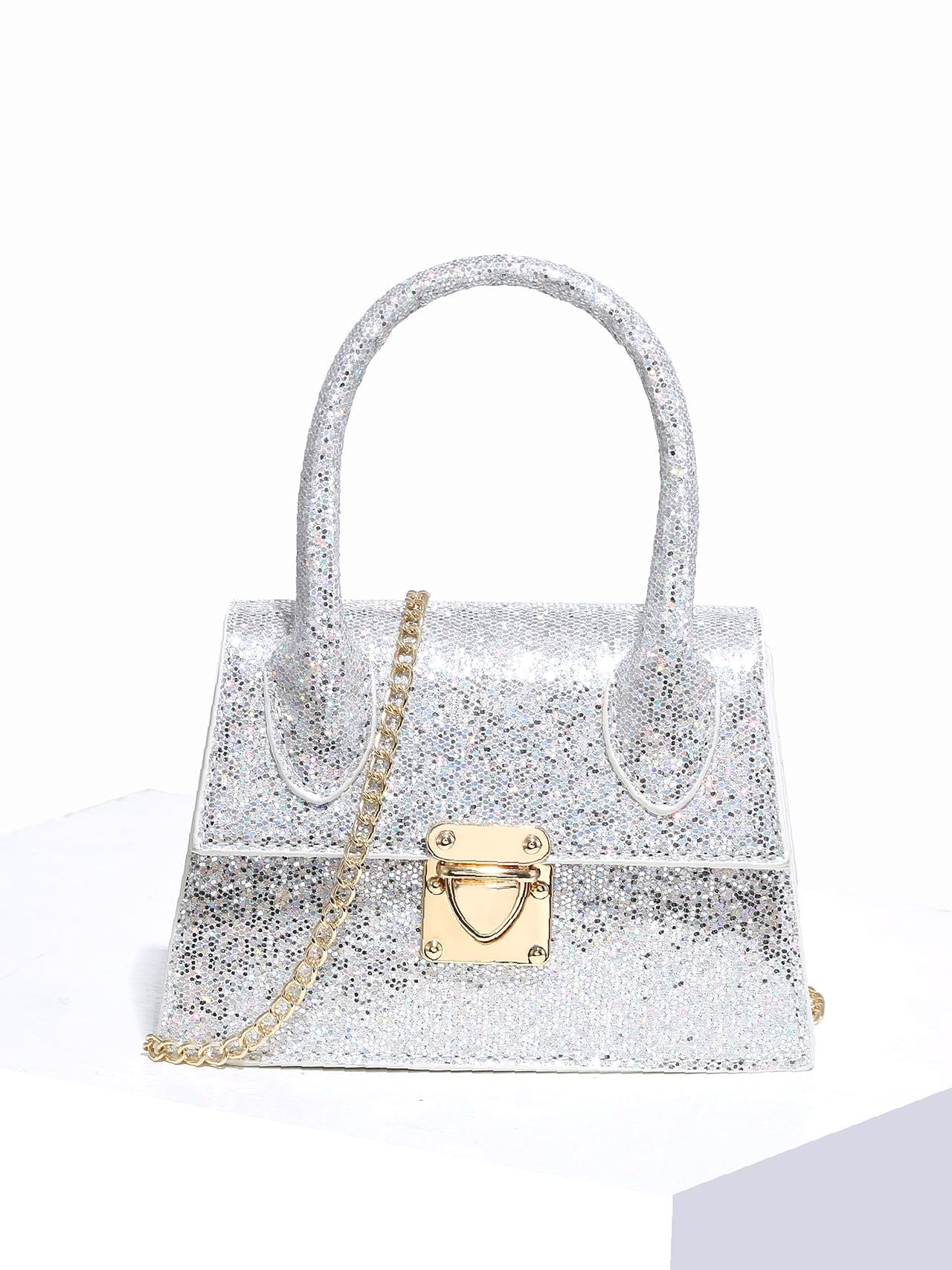 Push Lock Croc Embossed Chain Satchel Bag  - Women Satchels