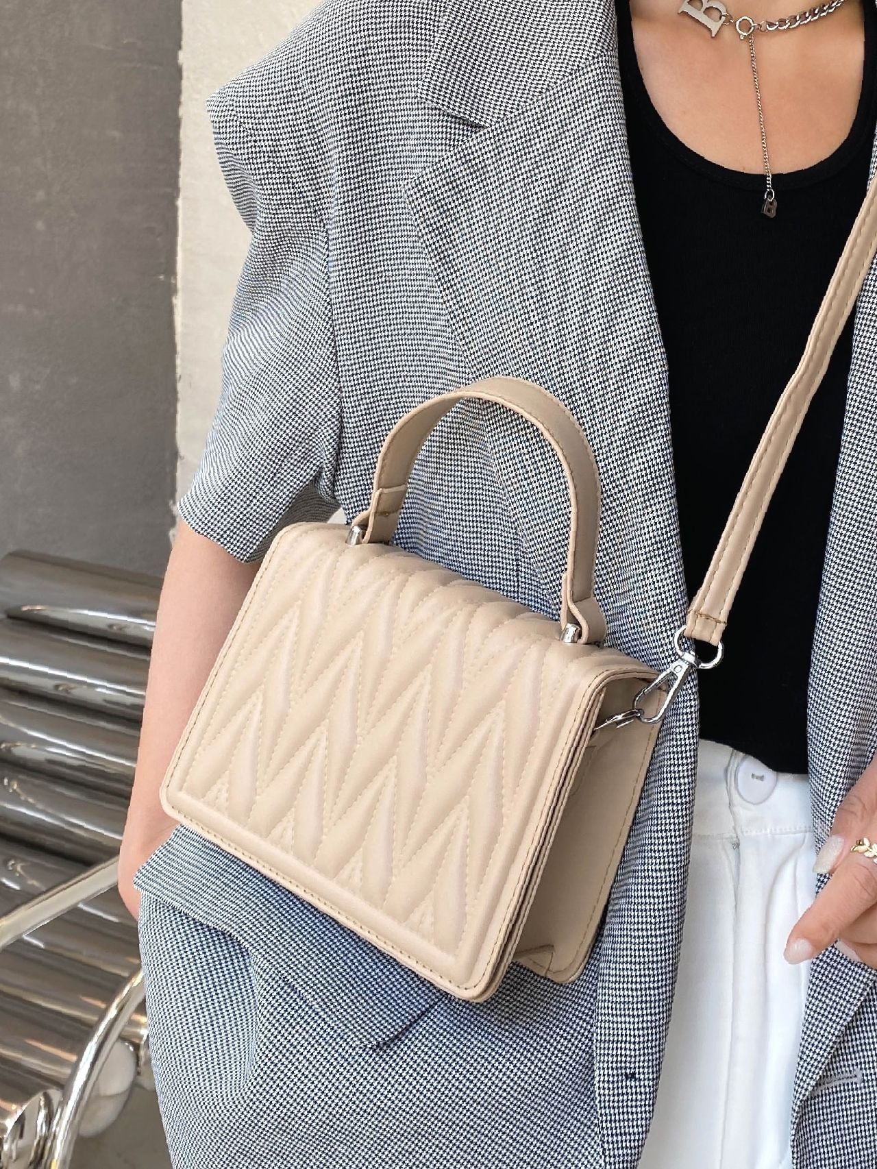 Minimalist Quilted Satchel Bag  - Women Satchels