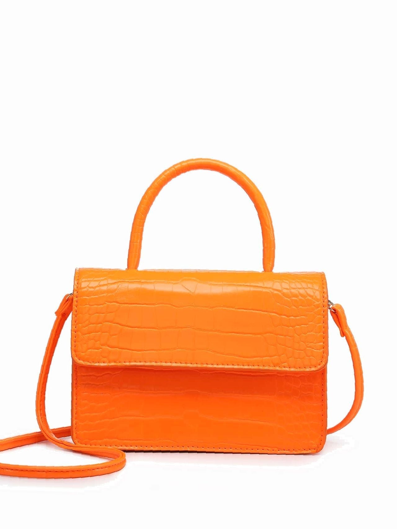 Crocodile Embossed Flap Square Bag  - Women Satchels