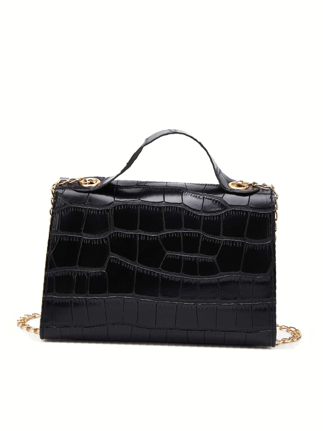 Push Lock Croc Embossed Satchel Bag  - Women Satchels