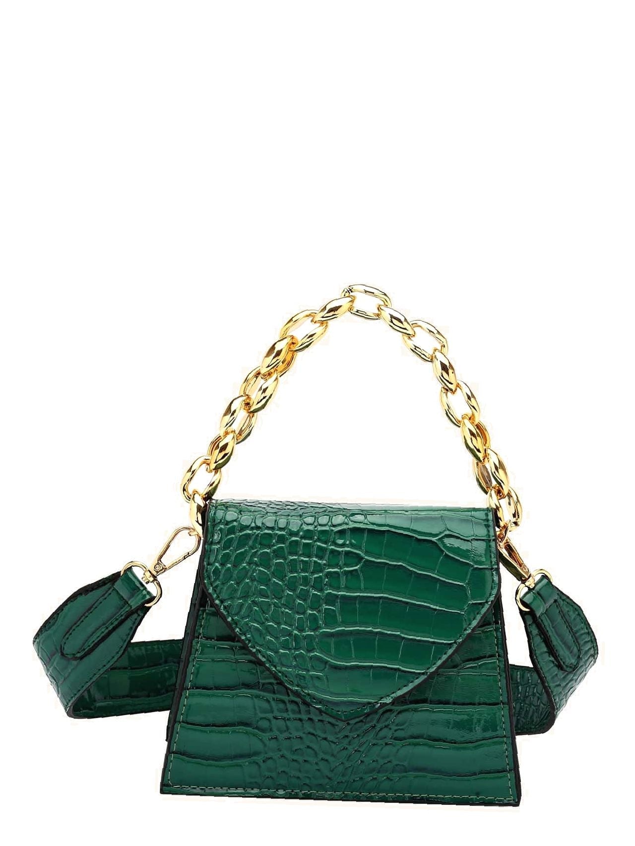 Croc Embossed Flap Satchel Bag  - Women Satchels